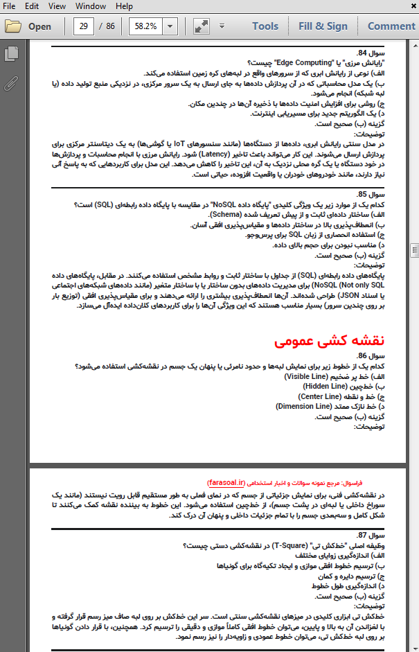 سوالات استخدامی حیطه تخصصی دبیر حرفه و فن با پاسخنامه تشریحی